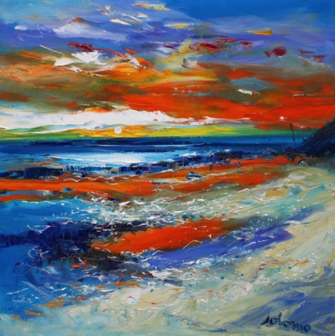 Evening light on the Singing Sands 
of Islay 20x20
&pound;3700